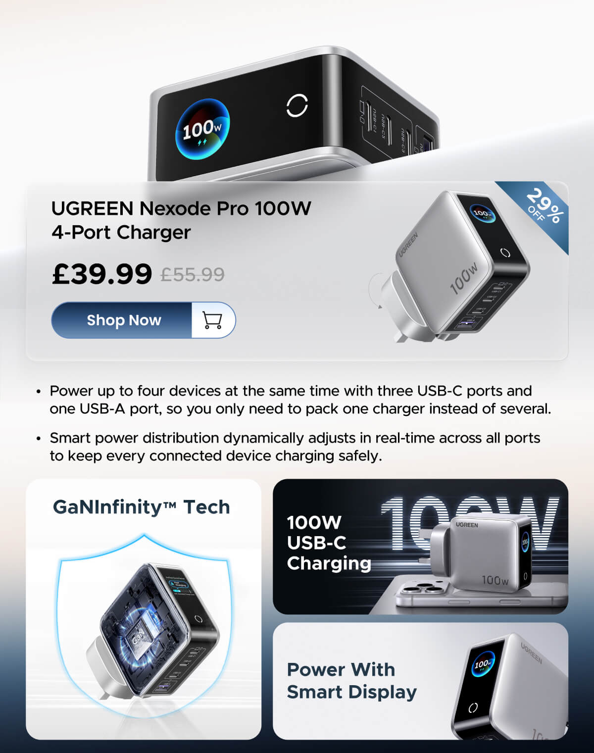 UGREEN Nexode Pro Charger 100W 4-Port