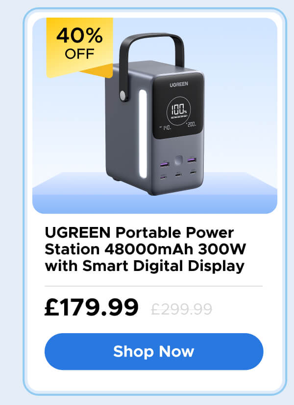 UGREEN Portable Power Station 48000mAh 300W with Smart Digital Display