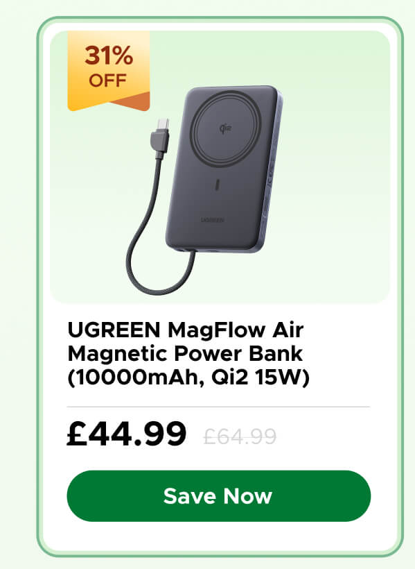  UGREEN MagFlow Air Magnetic Power Bank (10000mAh, Qi2 15W)
