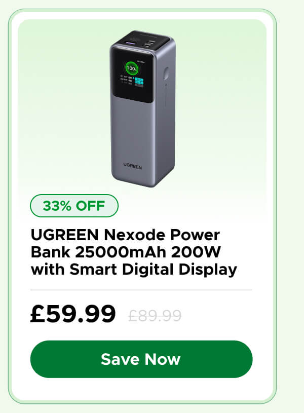 UGREEN Nexode Power Bank 25000mAh 200W with Smart Digital Display