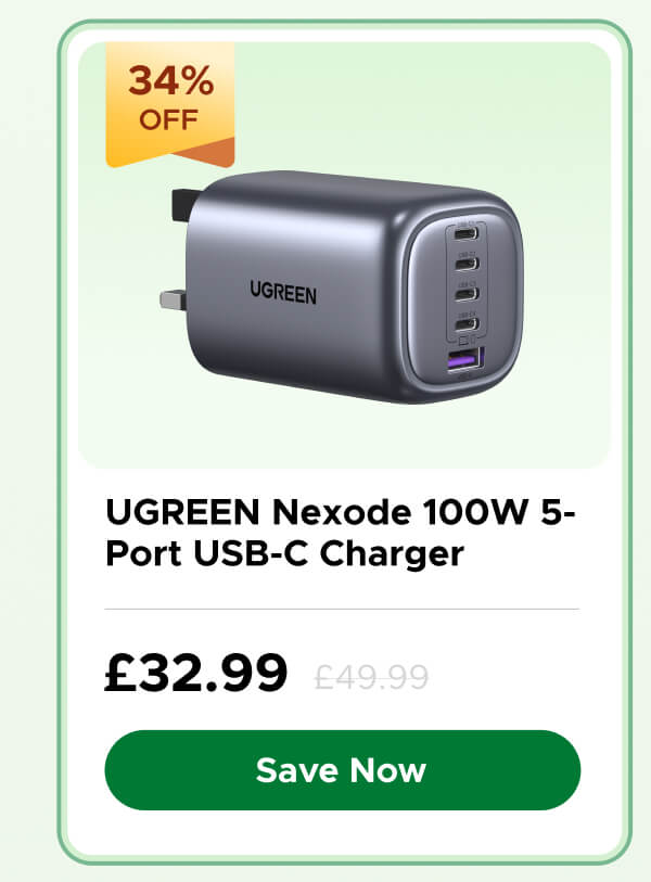 UGREEN Nexode 100W 5-Port USB-C Charger