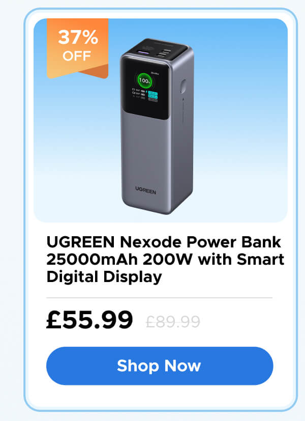 UGREEN Nexode Power Bank 25000mAh 200W with Smart Digital Display