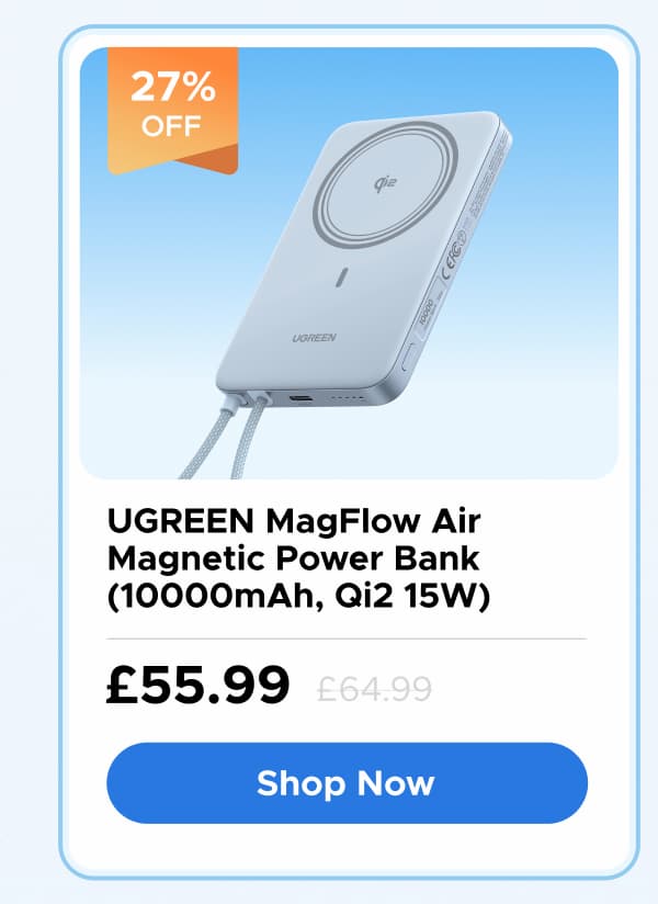 UGREEN MagFlow Air Magnetic Power Bank (10000mAh, Qi2 15W)