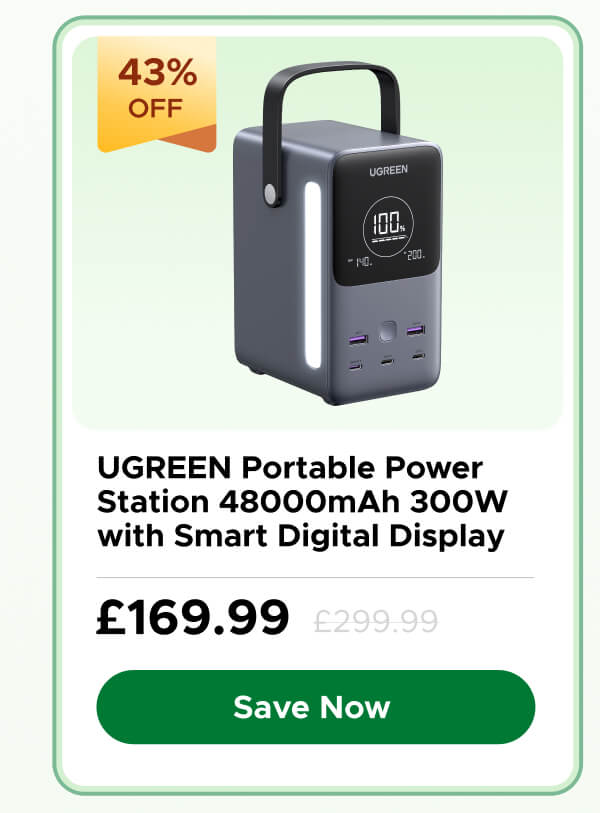 UGREEN Portable Power Station 48000mAh 300W with Smart Digital Display