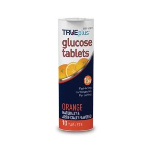 TRUEplus glucose tablets, orange, 10