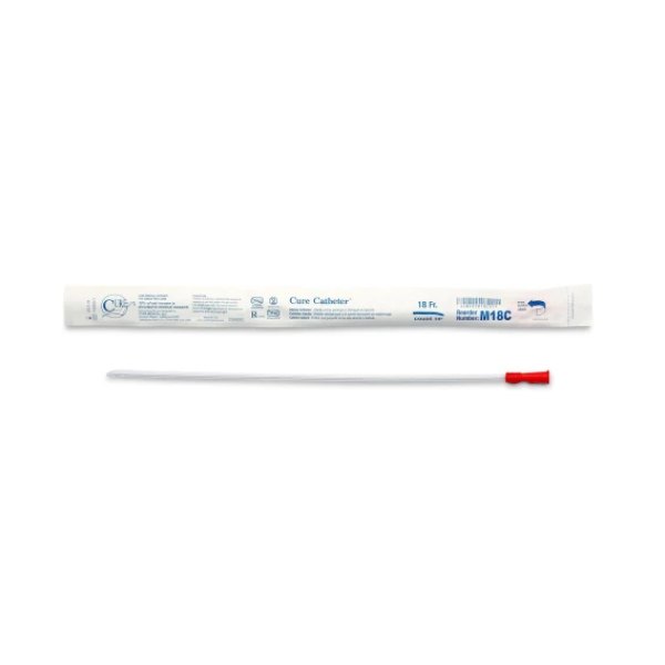 Cure Male straight intermittent catheter, 18 Fr 16″