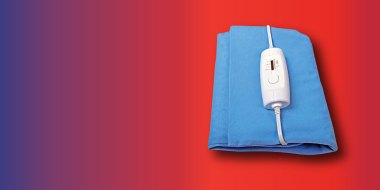 A blue heating pad