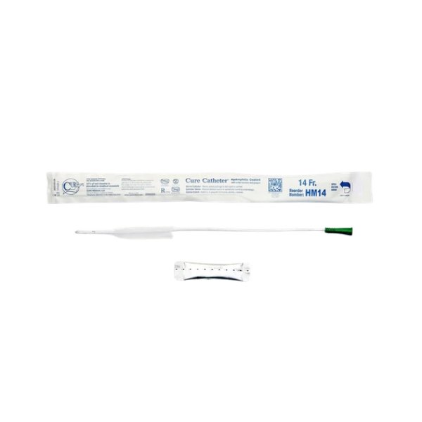 Cure Male straight intermittent catheter, 14 Fr 16″