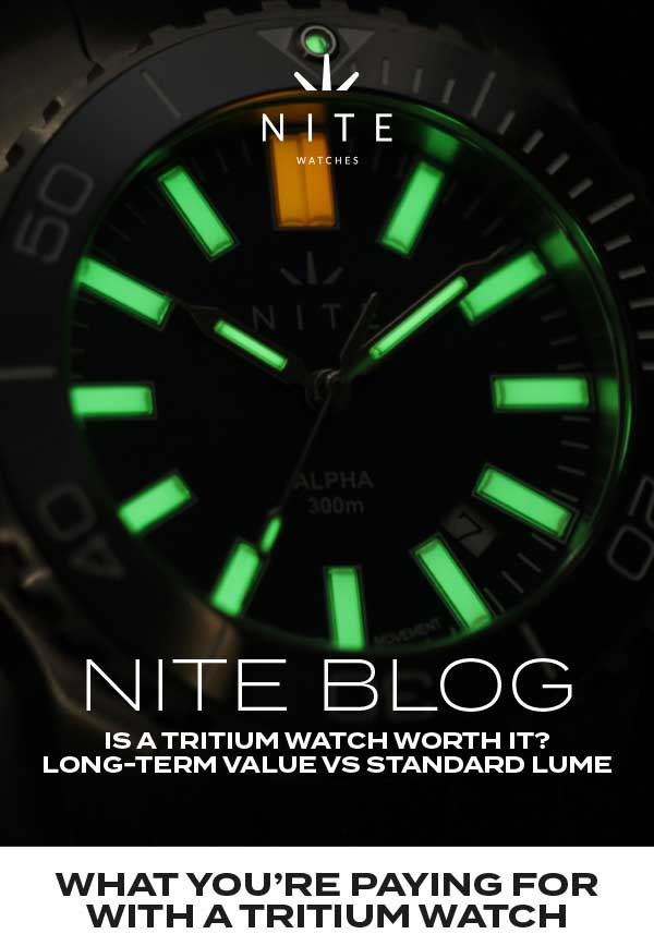 Close up of watch tritium