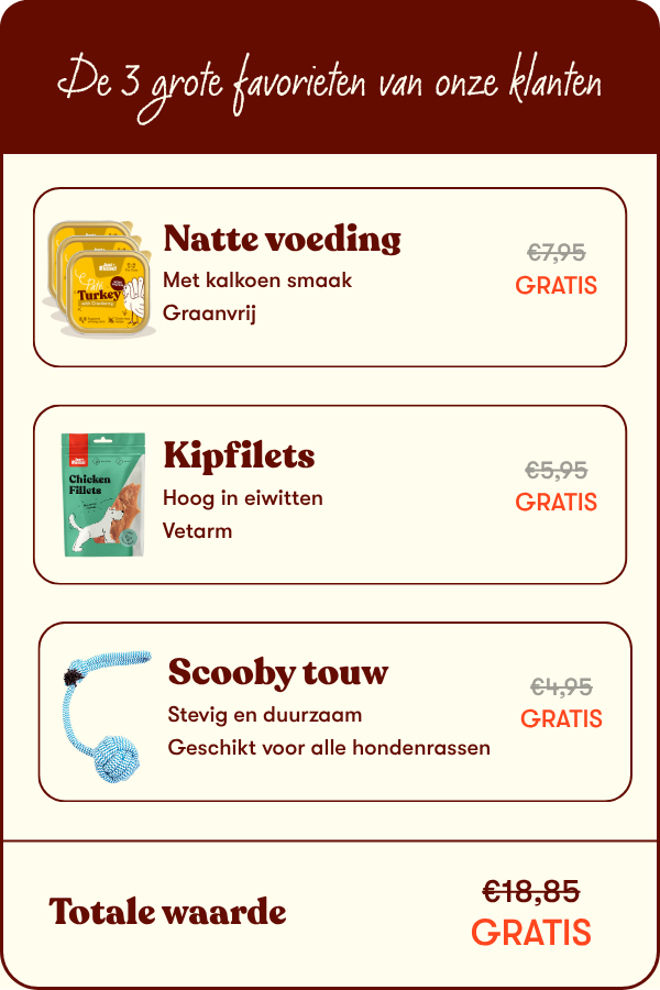Overzicht van de 3 producten die je gratis krijgt.