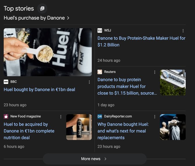 WSJ: Huel acquired by Danone