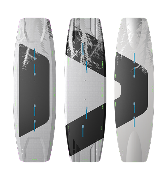 Three 2027 Duotone Team Series twintips with black and grey graphics