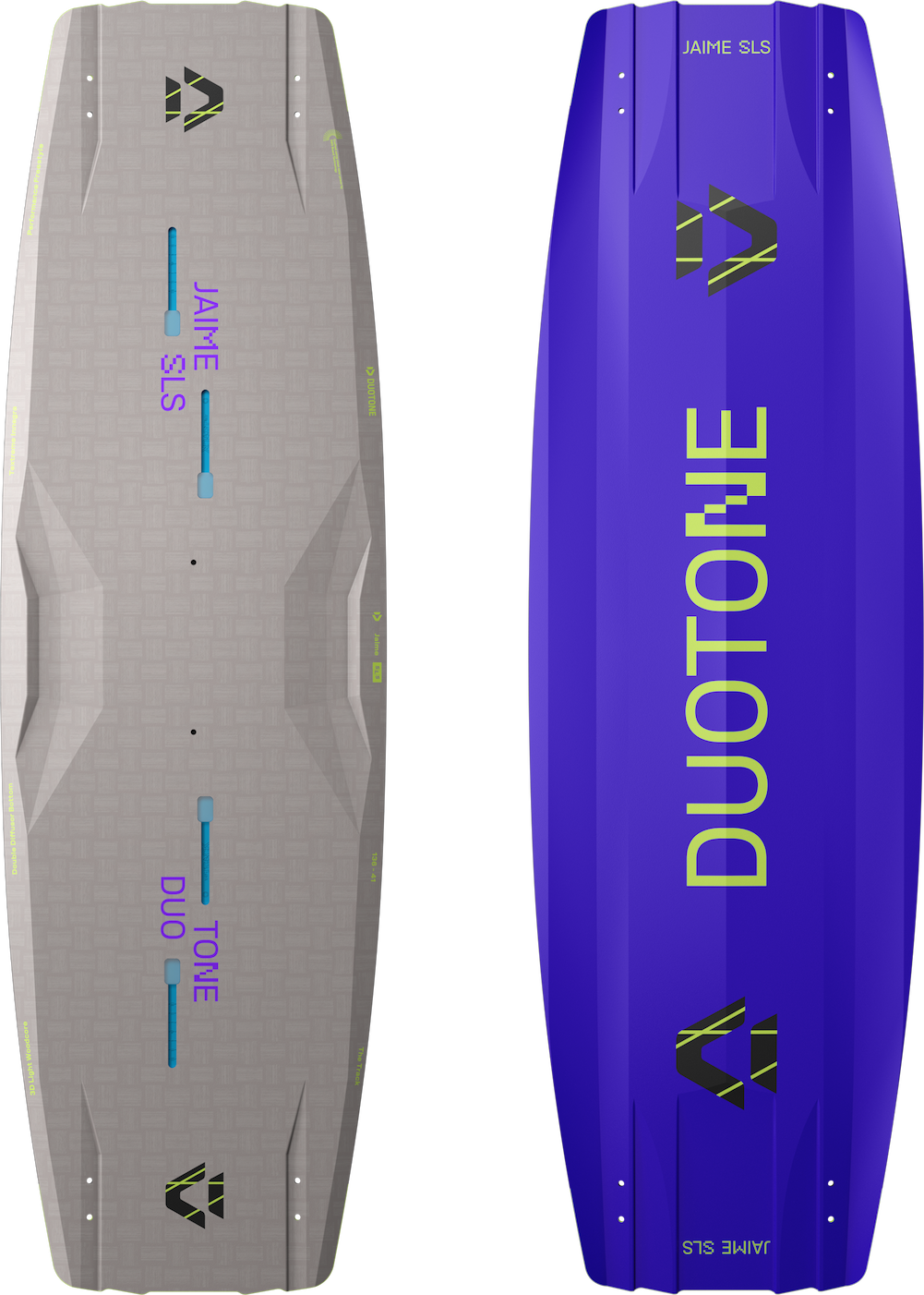 2027 Duotone Jaime SLS twintip: grey deck and purple base