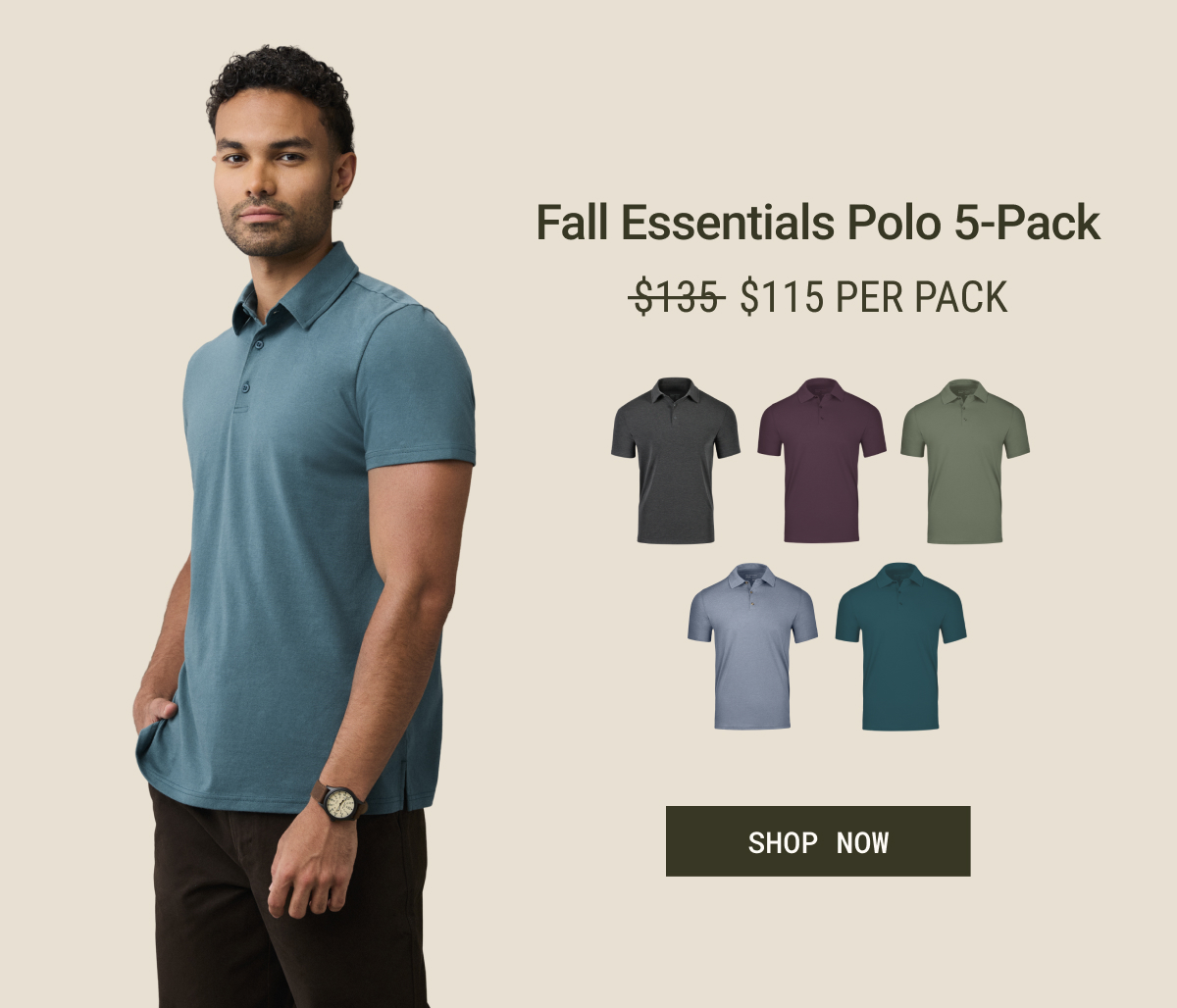 Fall essentials polo 5-pack