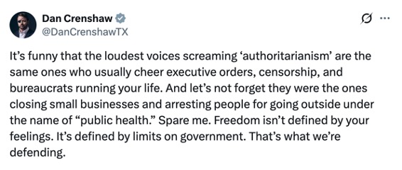 It's funny that the loudest voices screaming 'authoritarianism'...