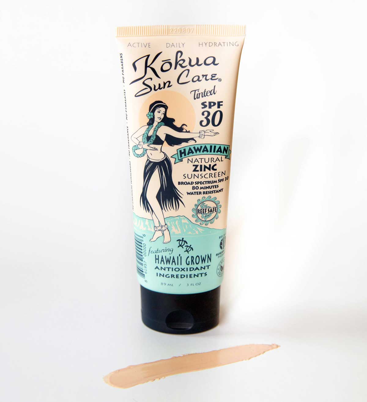 3 oz SPF 30 Tinted Hawaiian Natural Zinc Sunscreen 80 Min Water