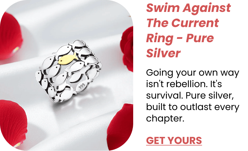 Swim Against The Current Ring - Pure Silver