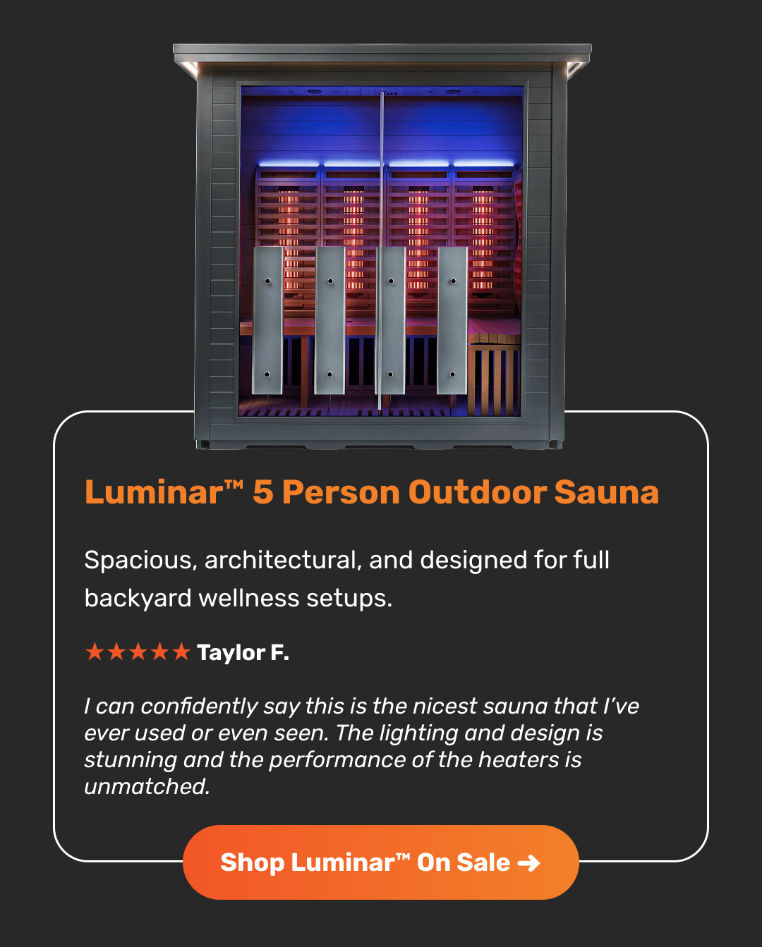 Luminar™ 5 Person Outdoor Sauna