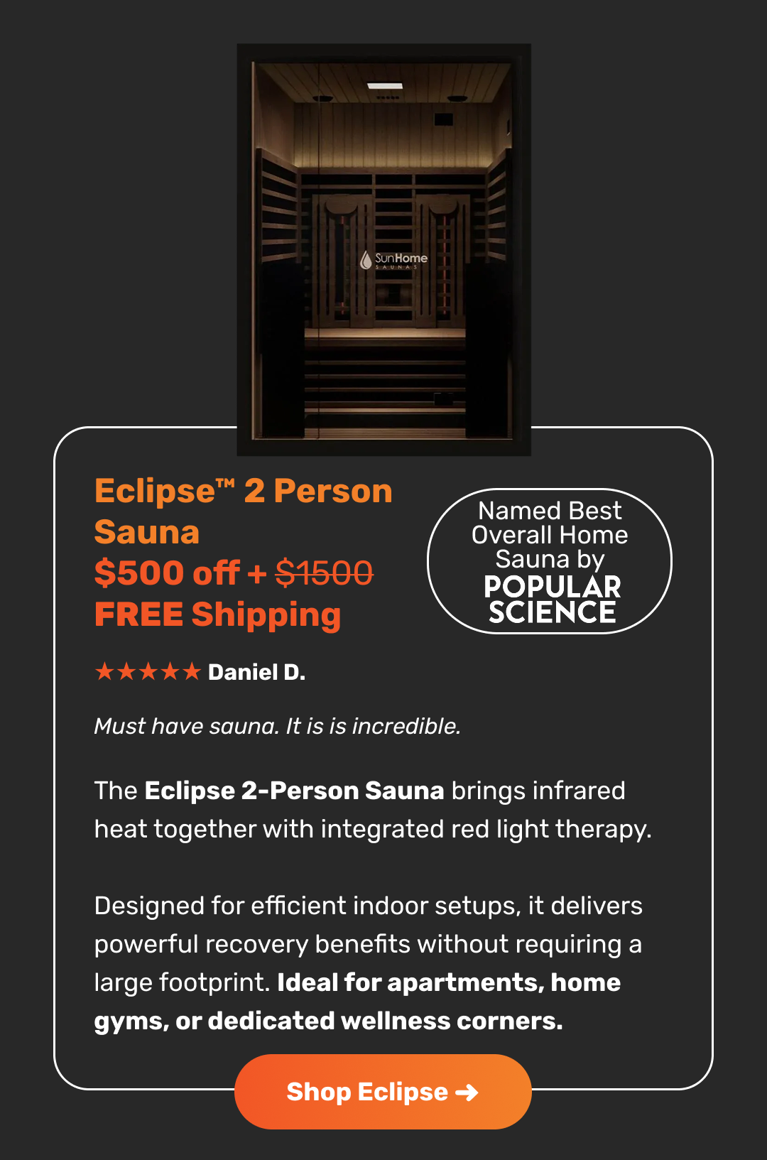 Eclipse™ 2 Person Sauna