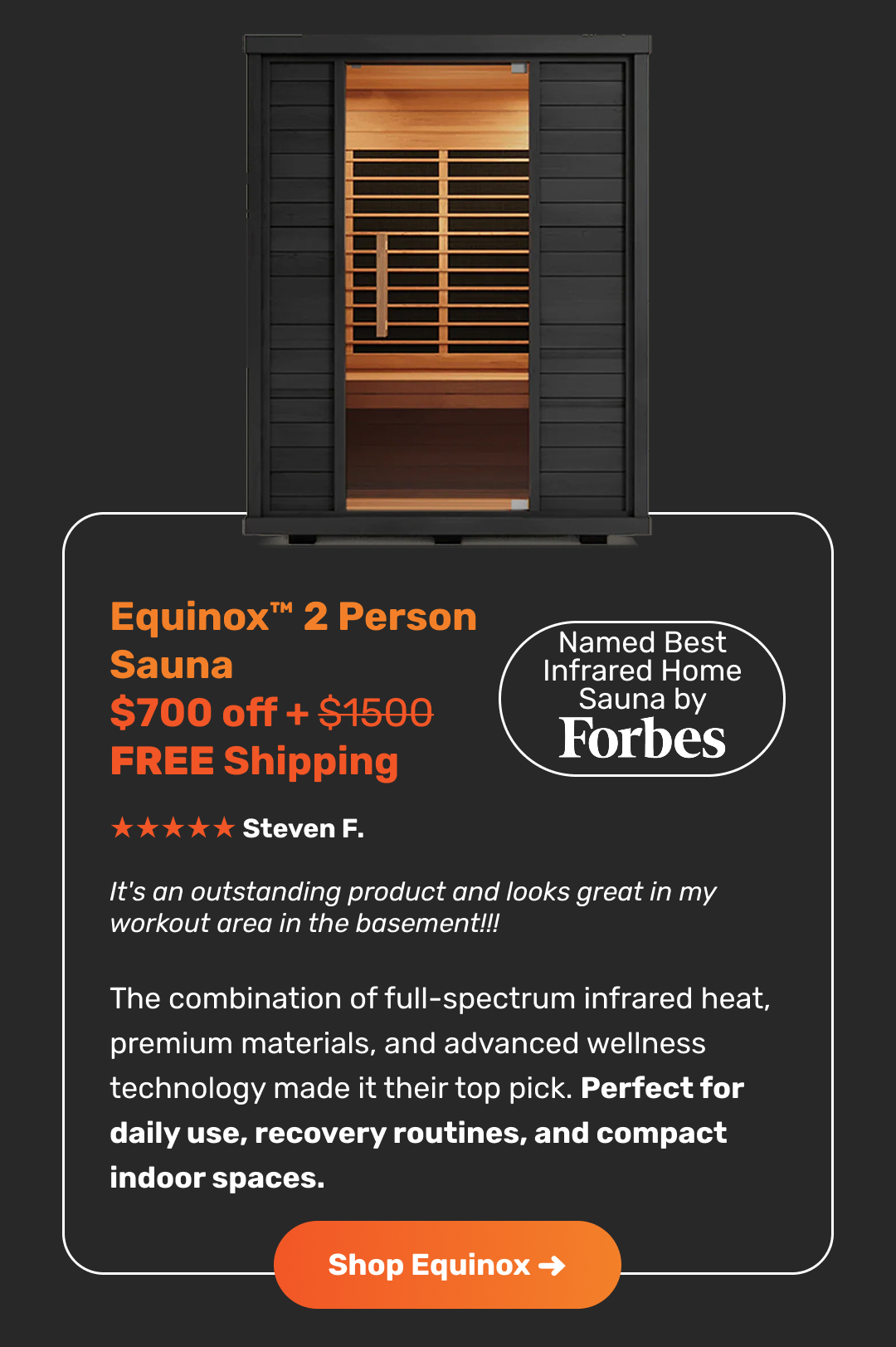 Sun Home Equinox™ 2-Person Full-Spectrum Infrared Sauna