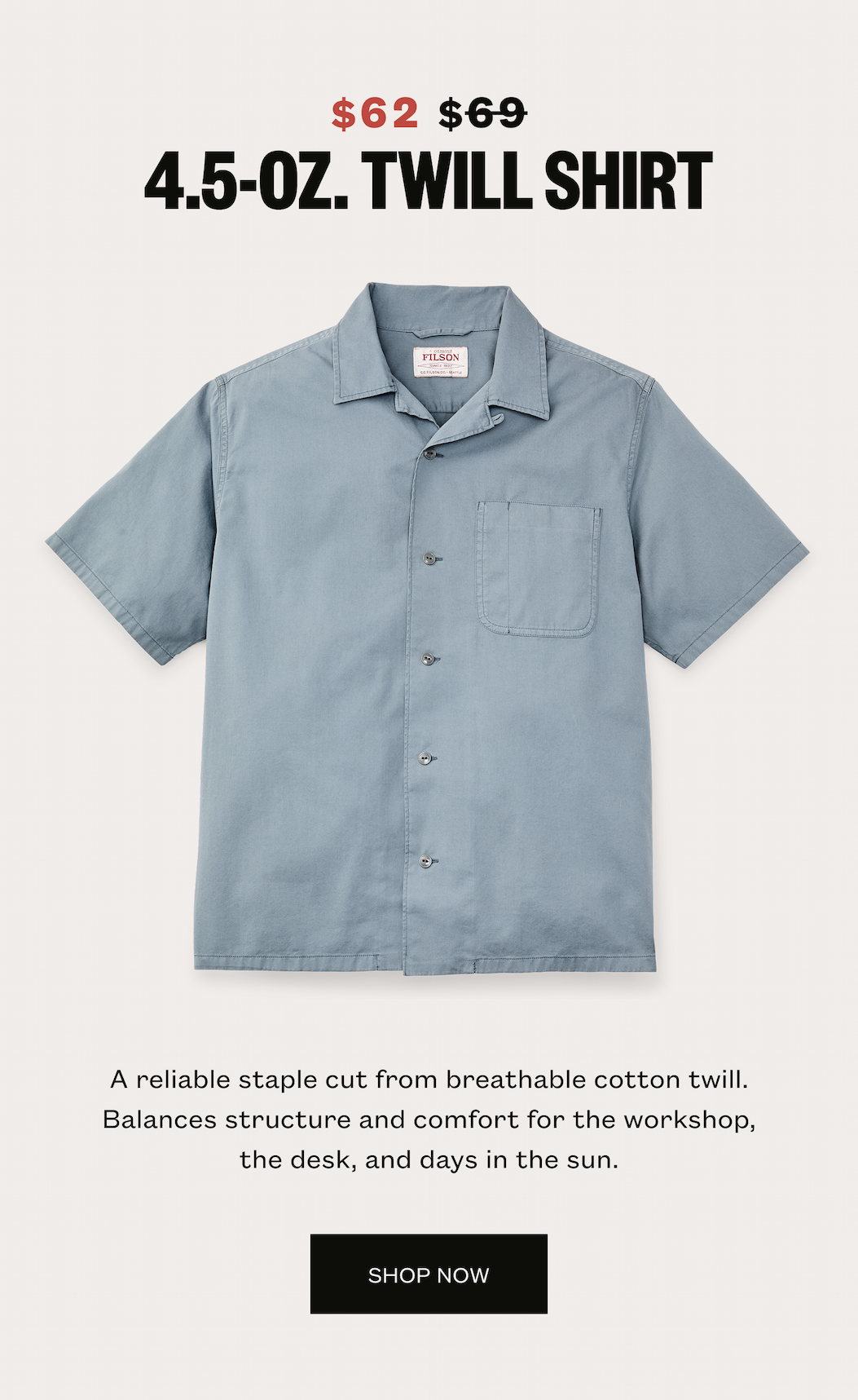 4.5 Oz Twill Shirt