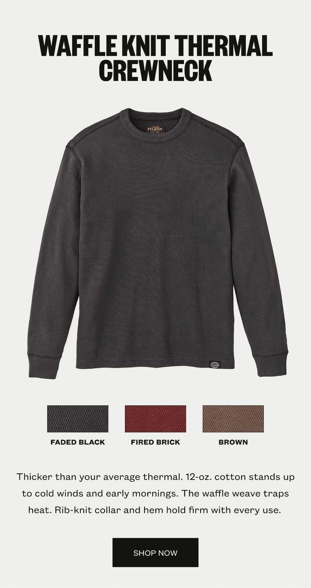 WAFFLE KNIT THERMAL CREWNECK