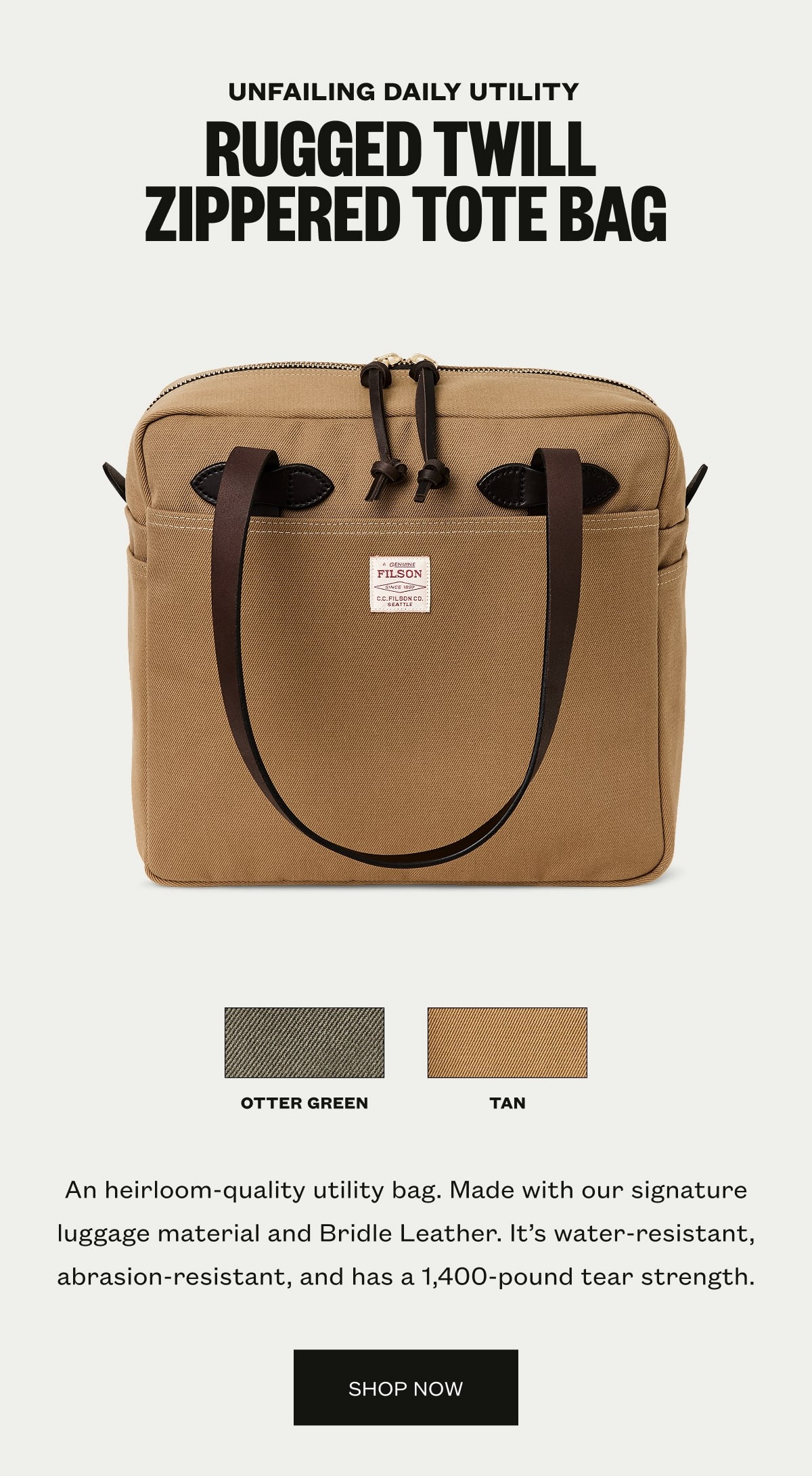 Rugged Twill Large Open Tote