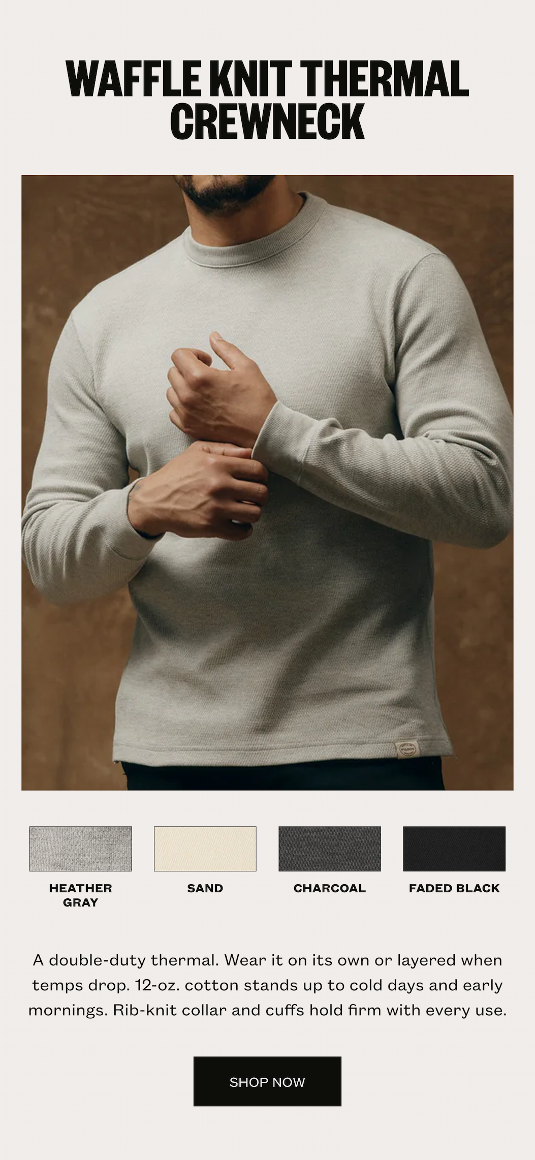 Waffle Knit Thermal Crewneck