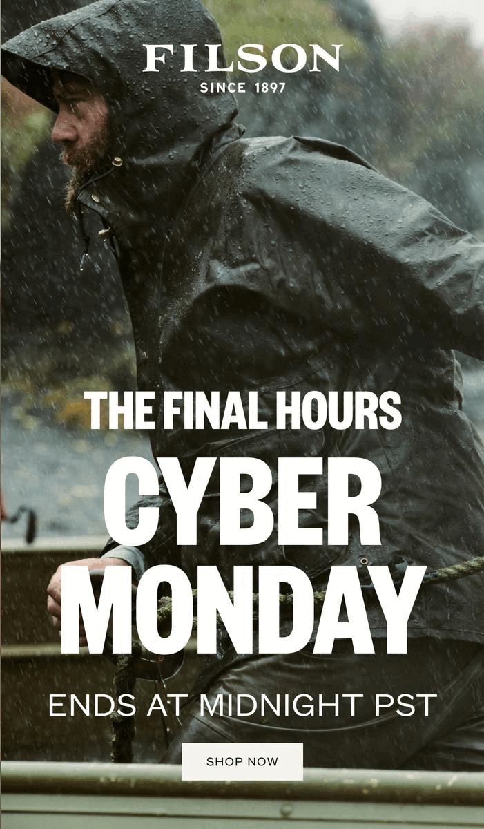 Cyber Monday Ends Tonight Filson
