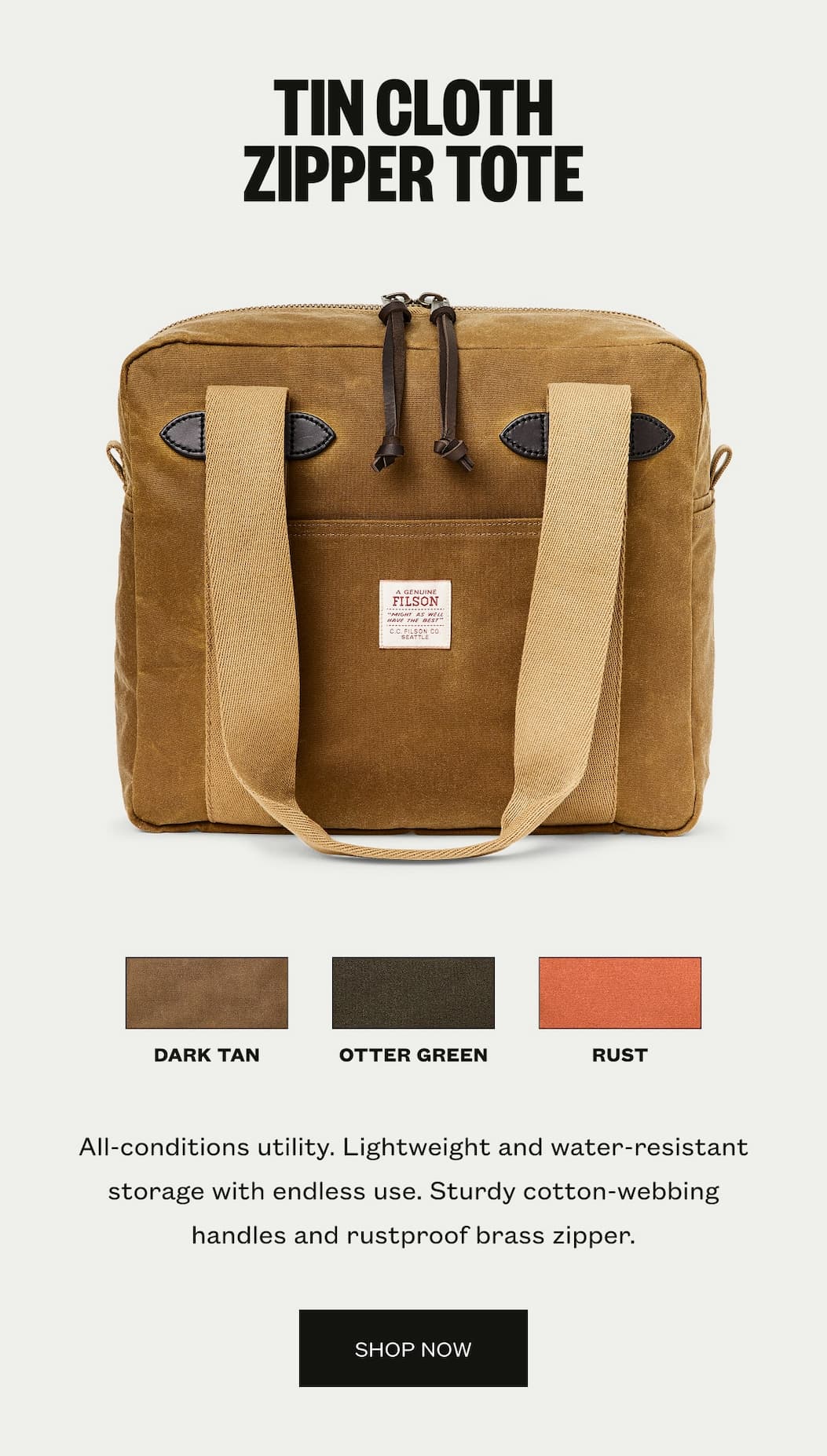 Tin Cloth Zipper Tote