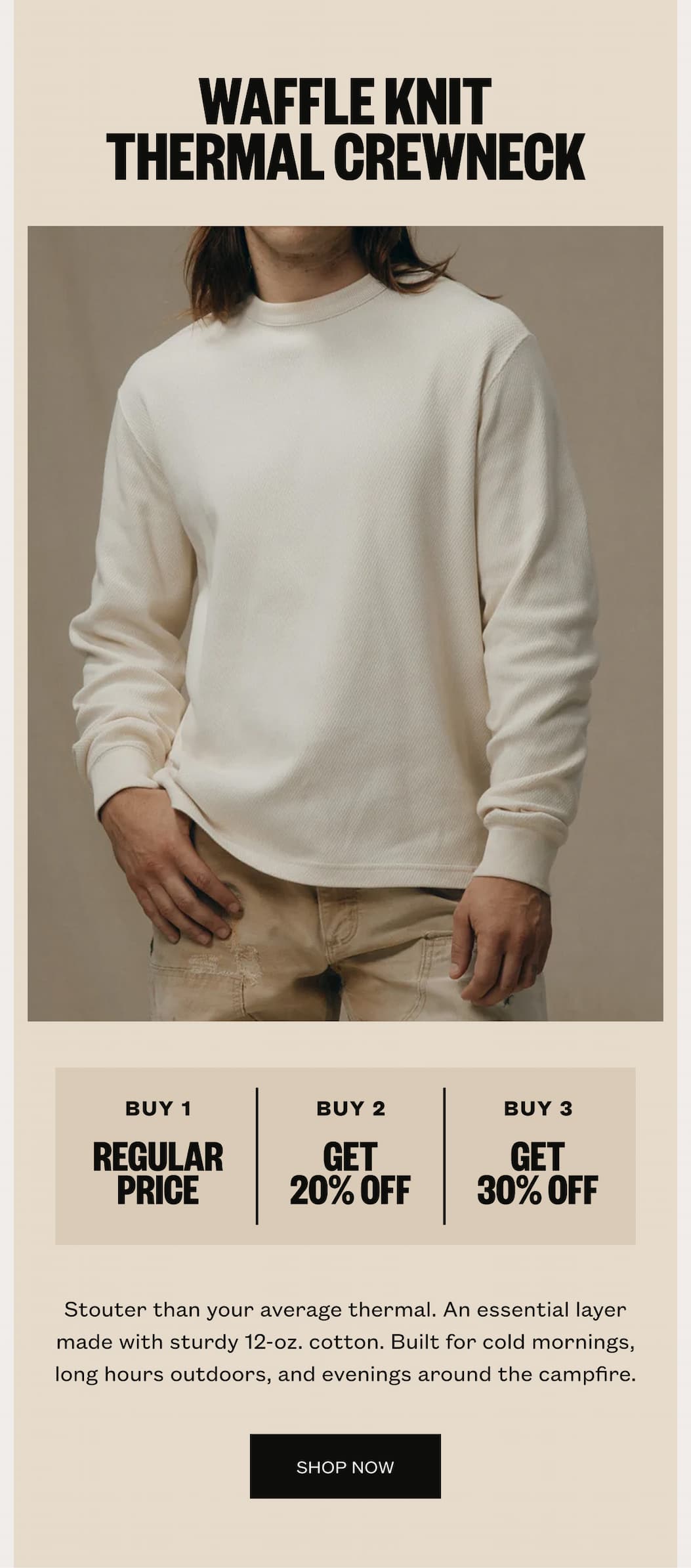 Waffle Knit Thermal Crewneck