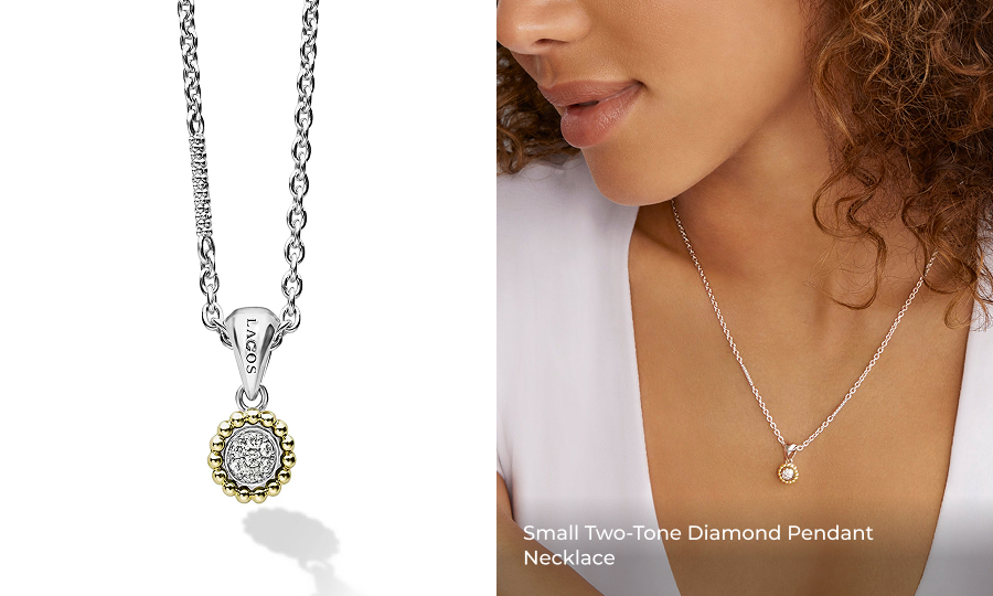 Small Two-Tone Diamond Pendant Necklace