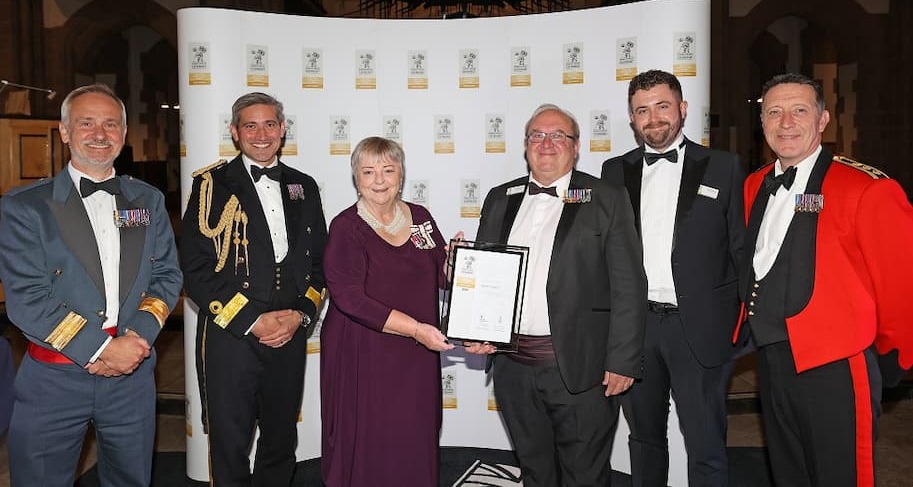 Oldham Council’s Armed Forces Champion, Cllr Ken Rustidge, receives the Gold Award recognising our support for the Armed Forces.