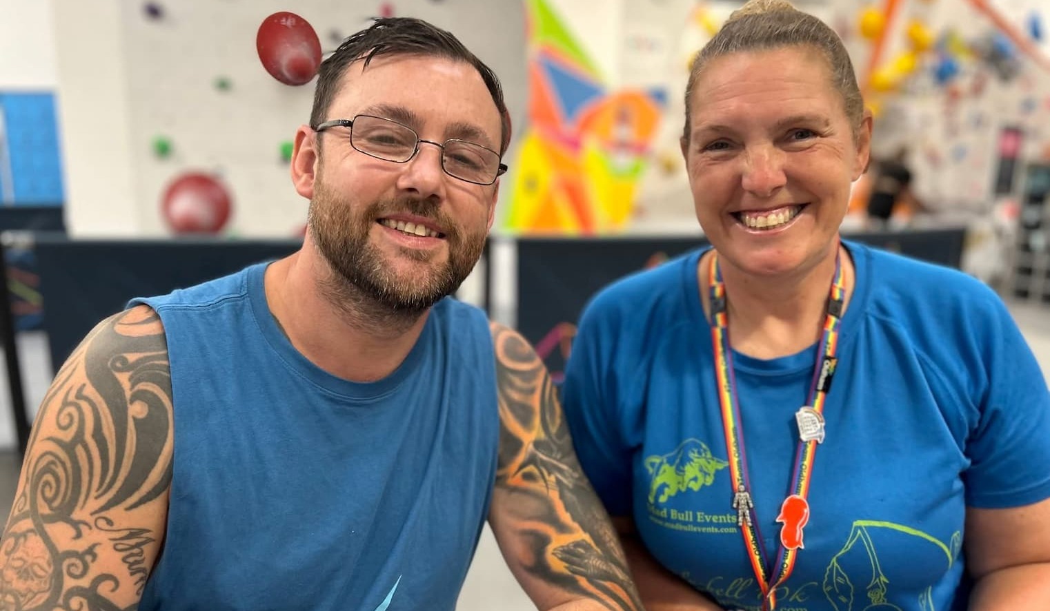 Dad John Taylor smiling with Parenting Officer Joanna Bird