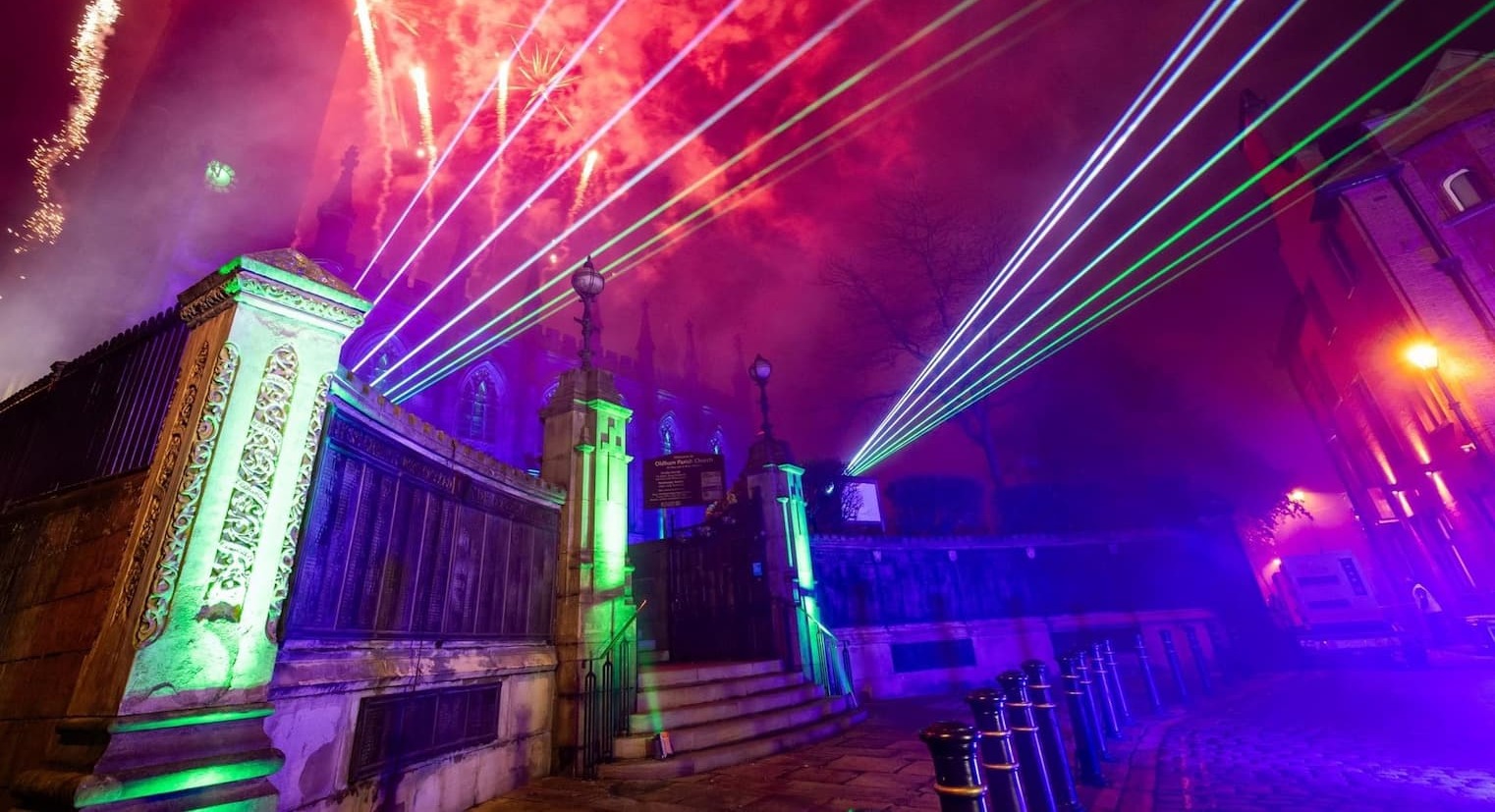 Stunning lights and fireworks shining out over the town centre 