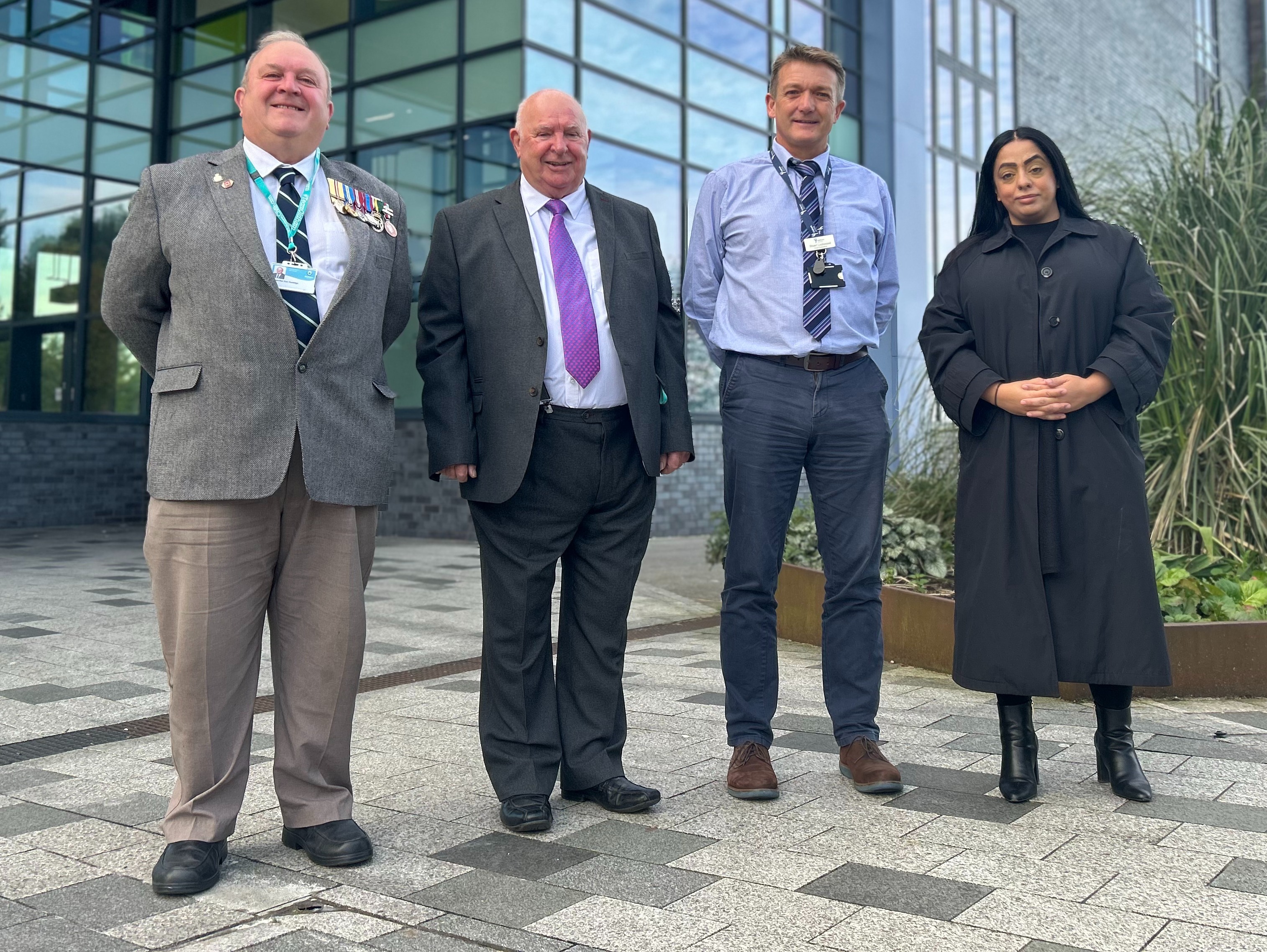 Cllr Ken Rustidge, Cllr Peter Dean, Oldham Active Chief Executive Stuart Lockwood and Oldham Council Leader Arooj Shah