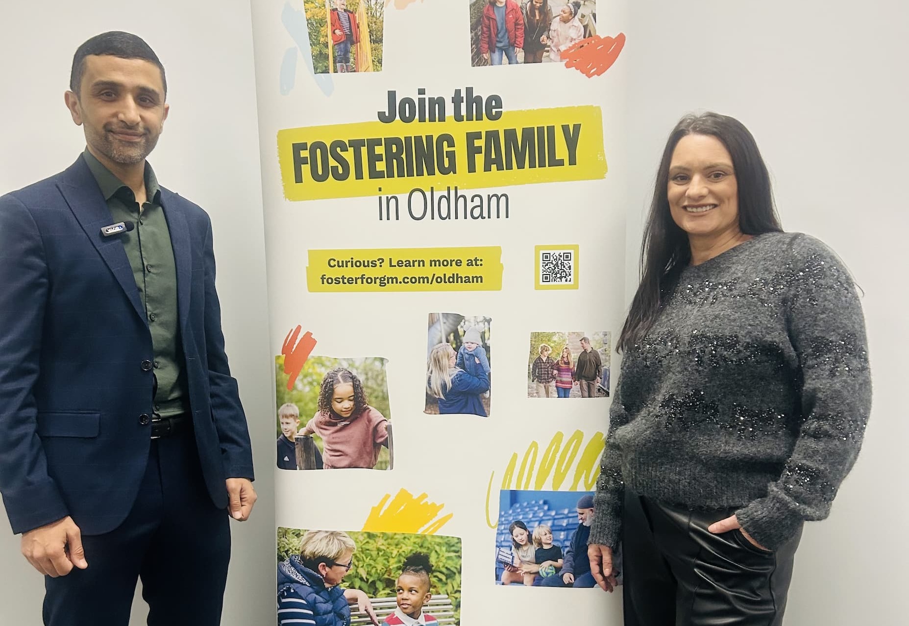 Jo, Oldham's first Stepping Forward foster carer, with Cllr Shaid Mushtaq Cabinet Member Children and Young People