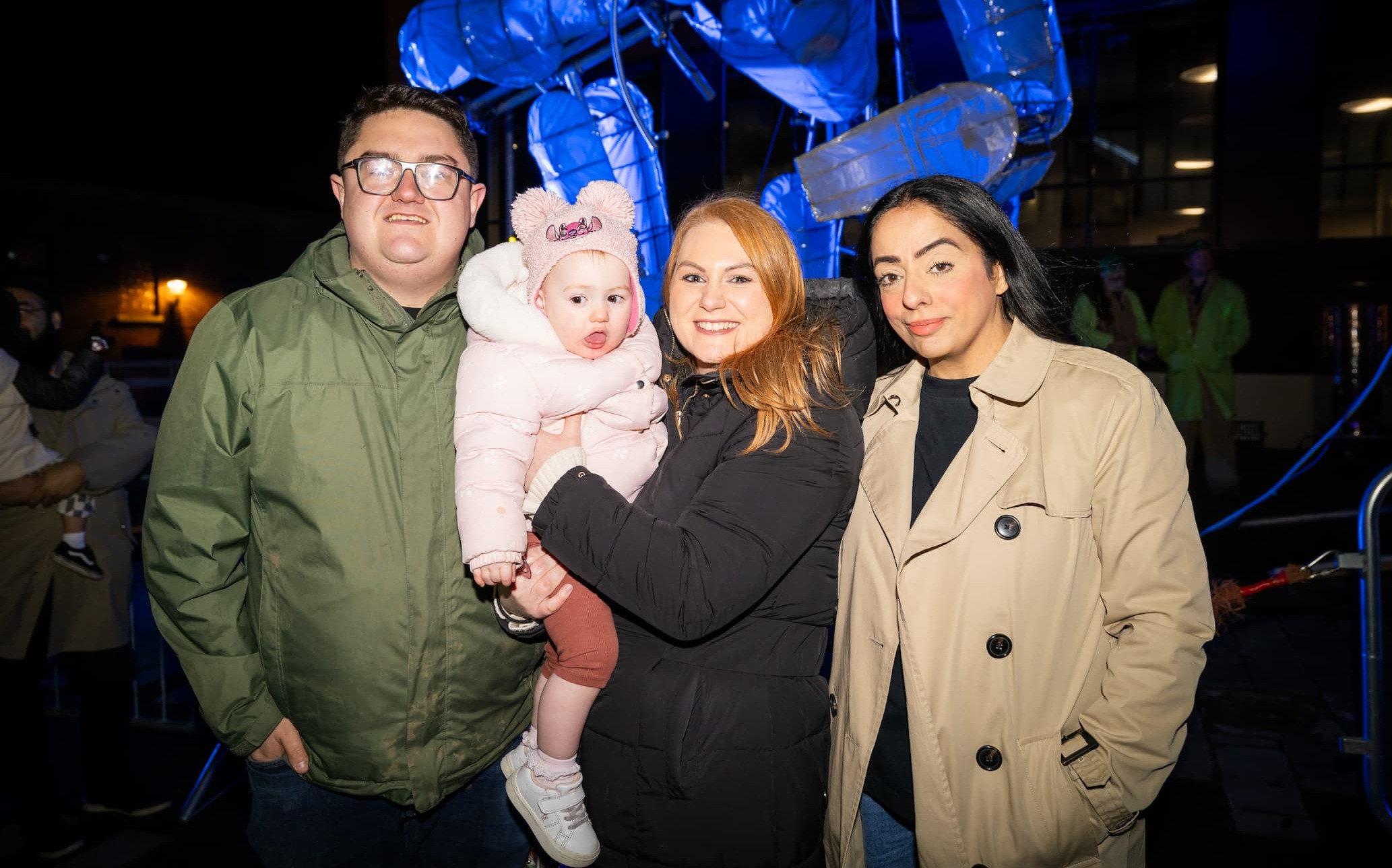 Cllr Shah meeting a family at the Oldham Bonfire Celebrations