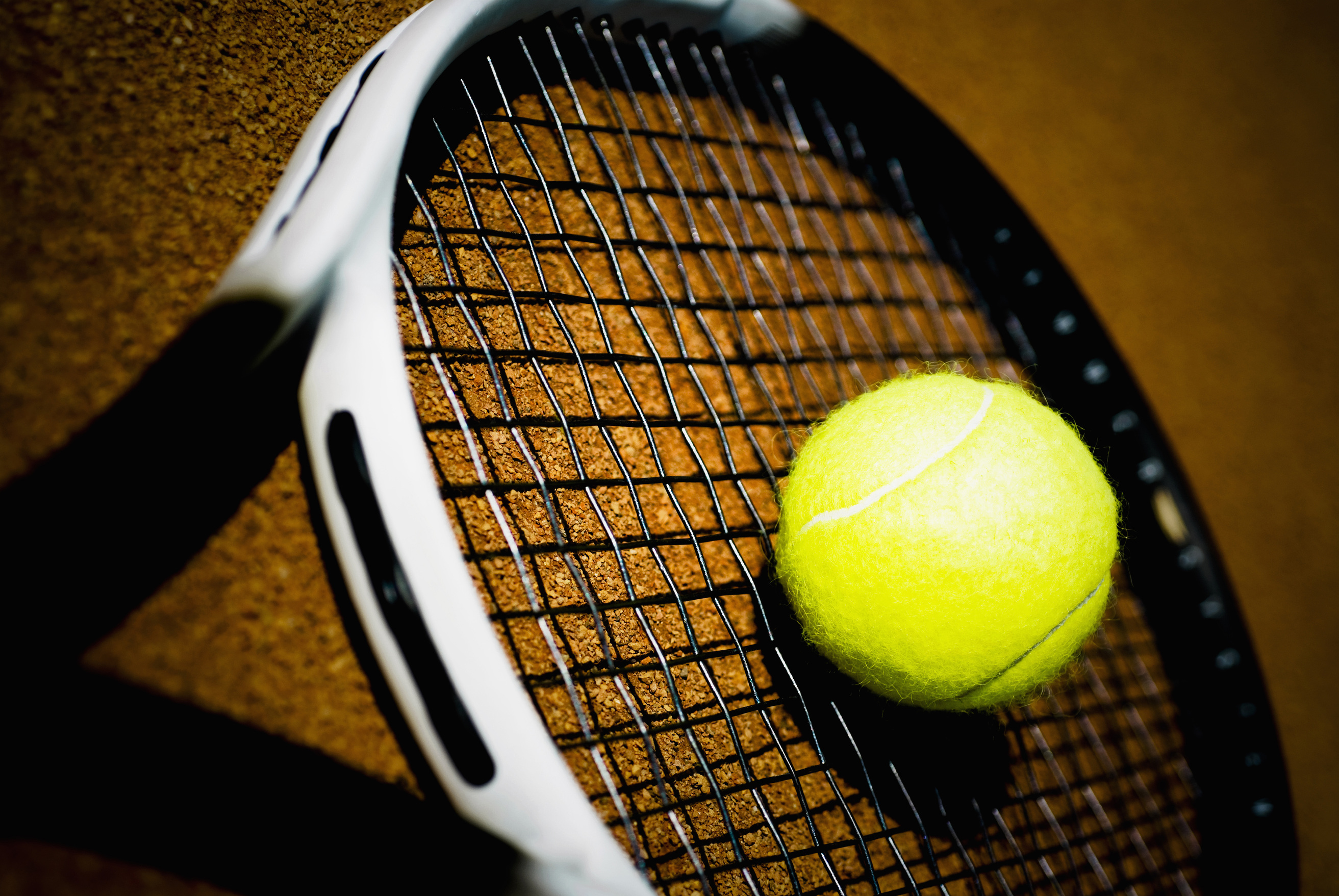 Tennis racket and tennis ball.