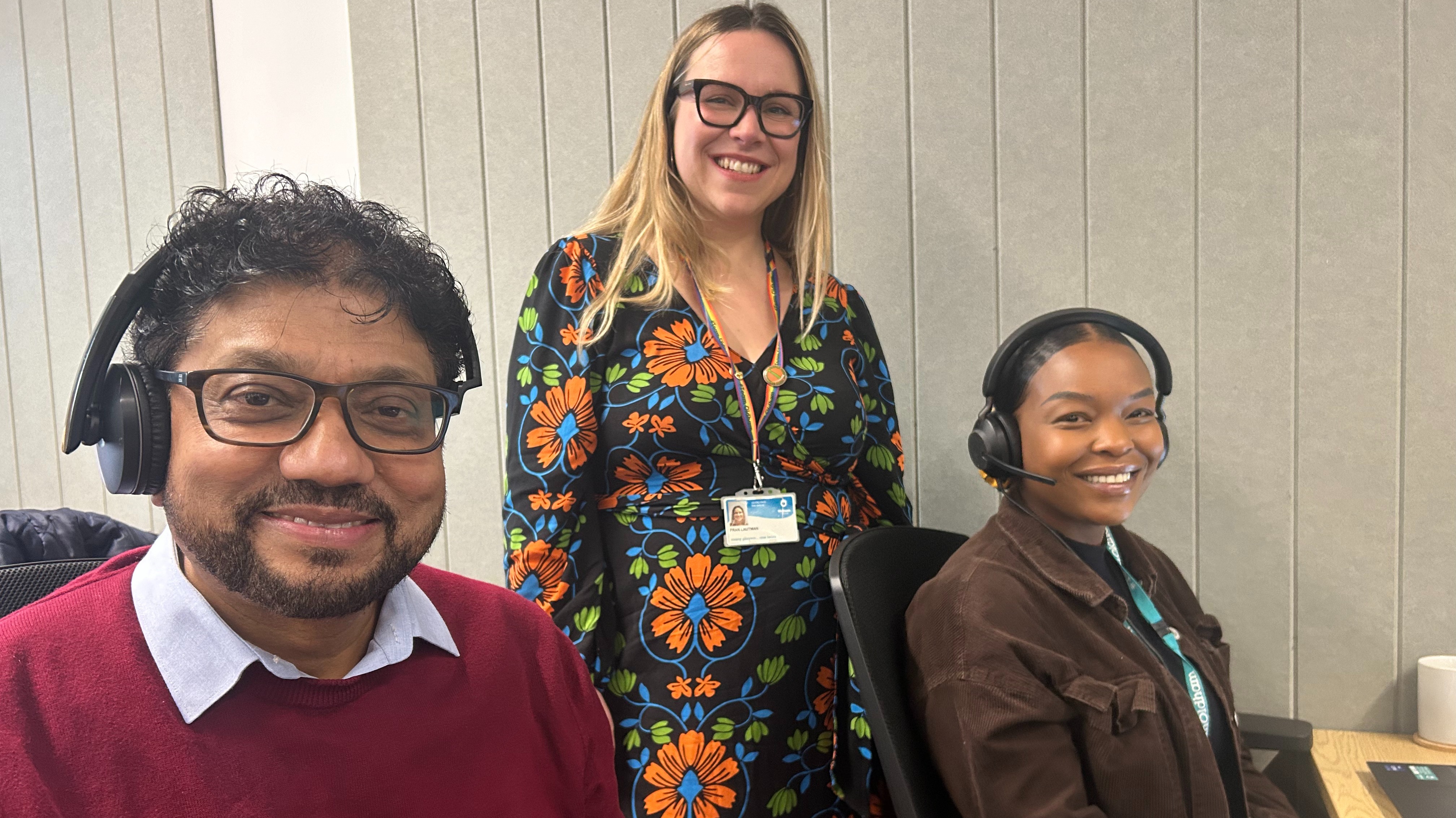Cllr Abdul Jabbar, Deputy Leader and Cabinet Member for Value for Money and Sustainability, with Fran Lautman, Head of Customer and Digital Experience and Customer Service Helpline Officer Eden Simbi  