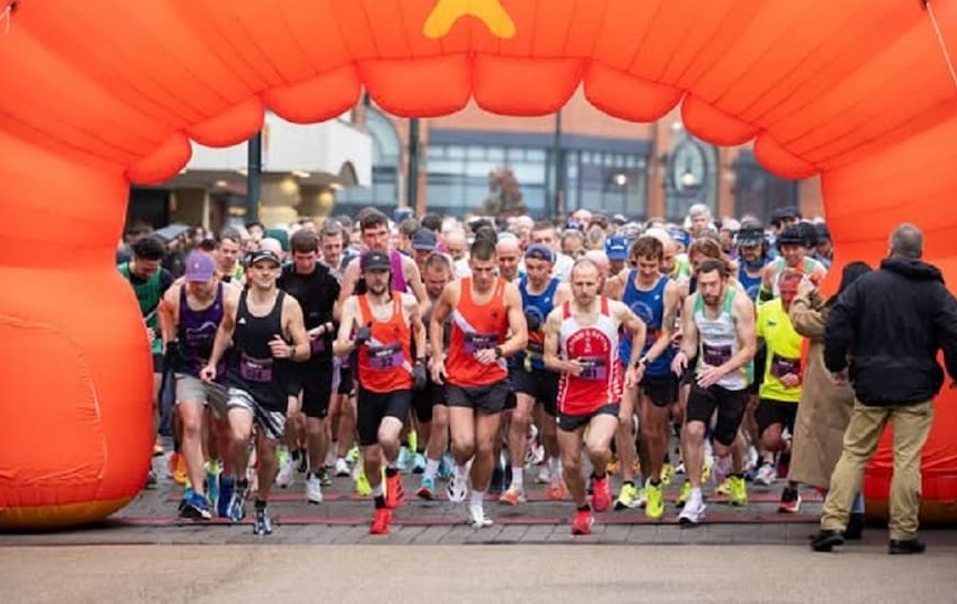 Runners at the start of the Halloween Half