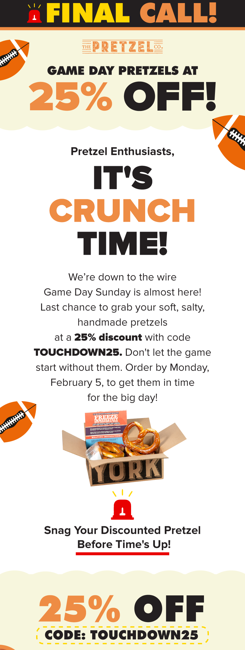 🥨🚨 Final Call Game Day Pretzels at 25 Off! The Pretzel Company
