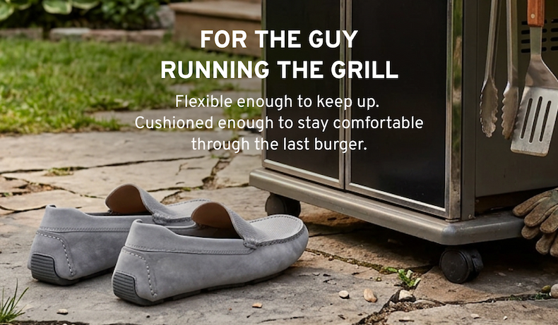 For the Guy Running the Grill Flexible enough to keep up.  Cushioned enough to stay comfortable through the last burger.