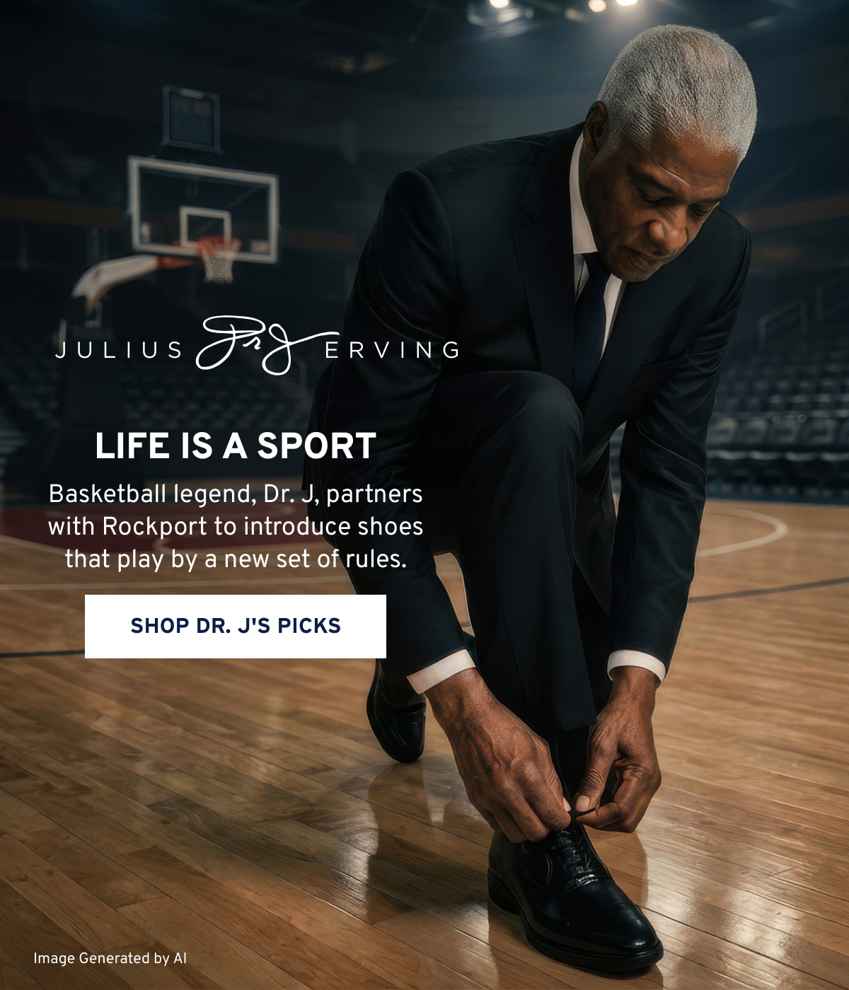 Life is a sport Basketball legend, Dr. J, partners with Rockport to introduce shoes that play by a new set of rules. shop dr. j's picks