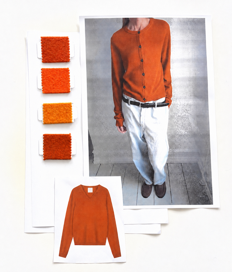 Women's Oversized Collar V-Neck - Dark Orange
