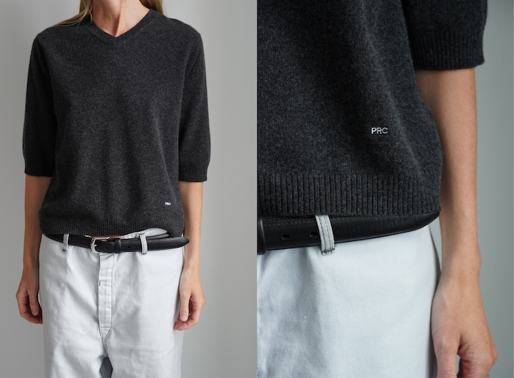Womens's 90's V Blouse - Dark Grey