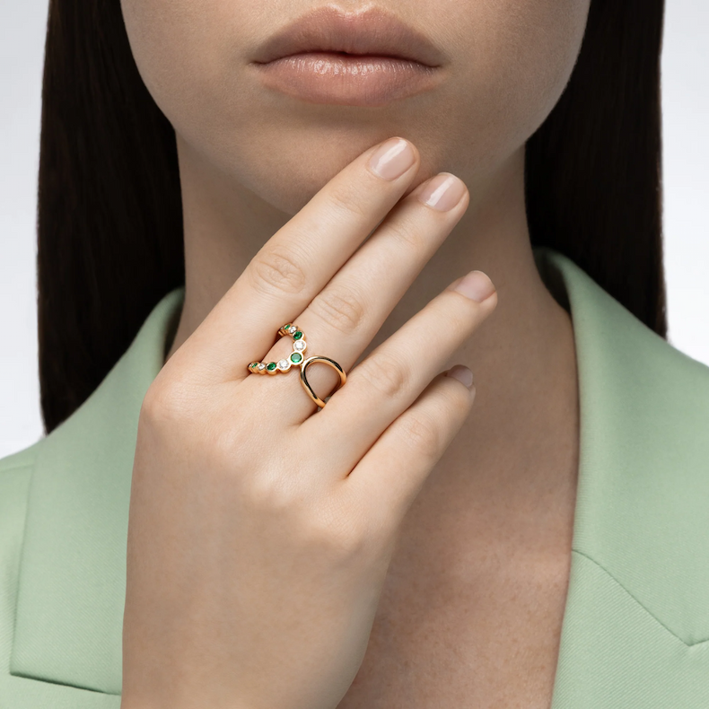 Bubbly Elegance Emerald and Diamond Ring