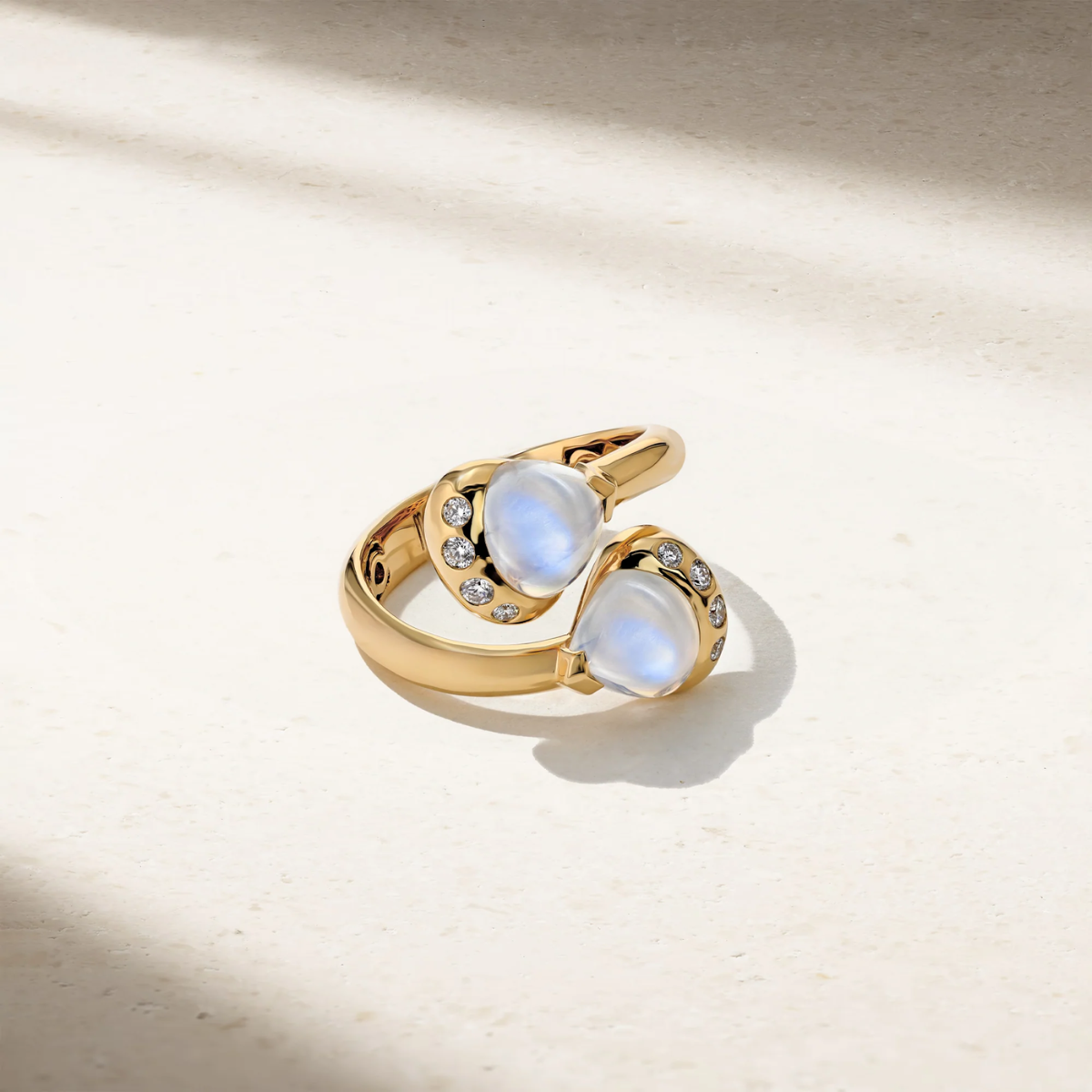 Gumdrop Moonstone Open Bypass Ring