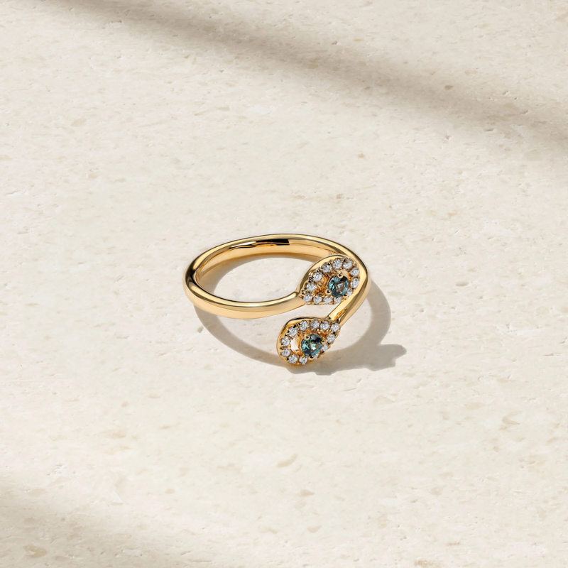 Dewdrop Alexandrite and Diamond Bypass Ring