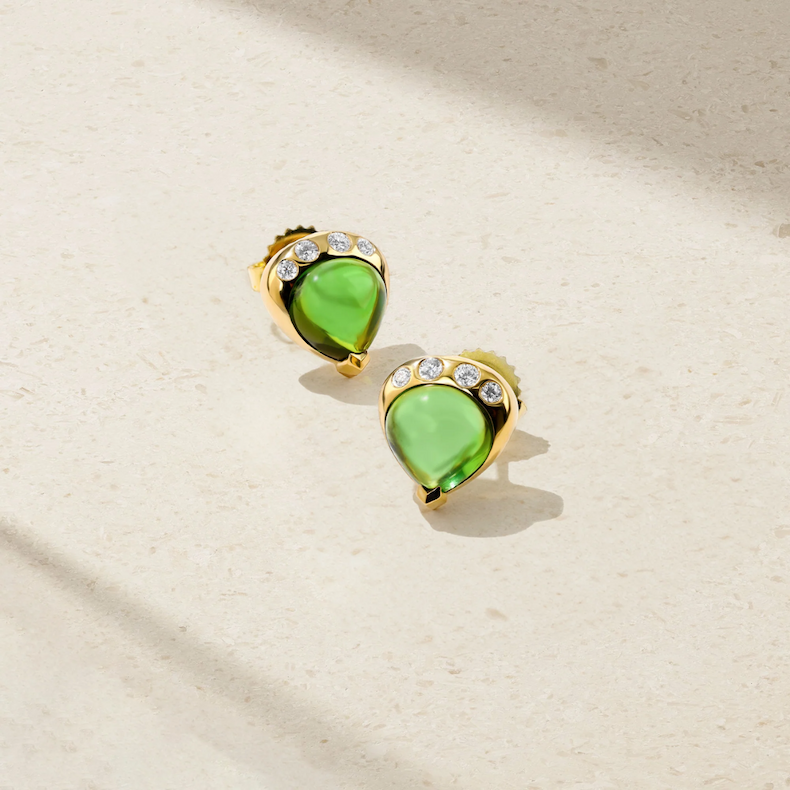 Gumdrop Green Tourmaline Stud Earrings